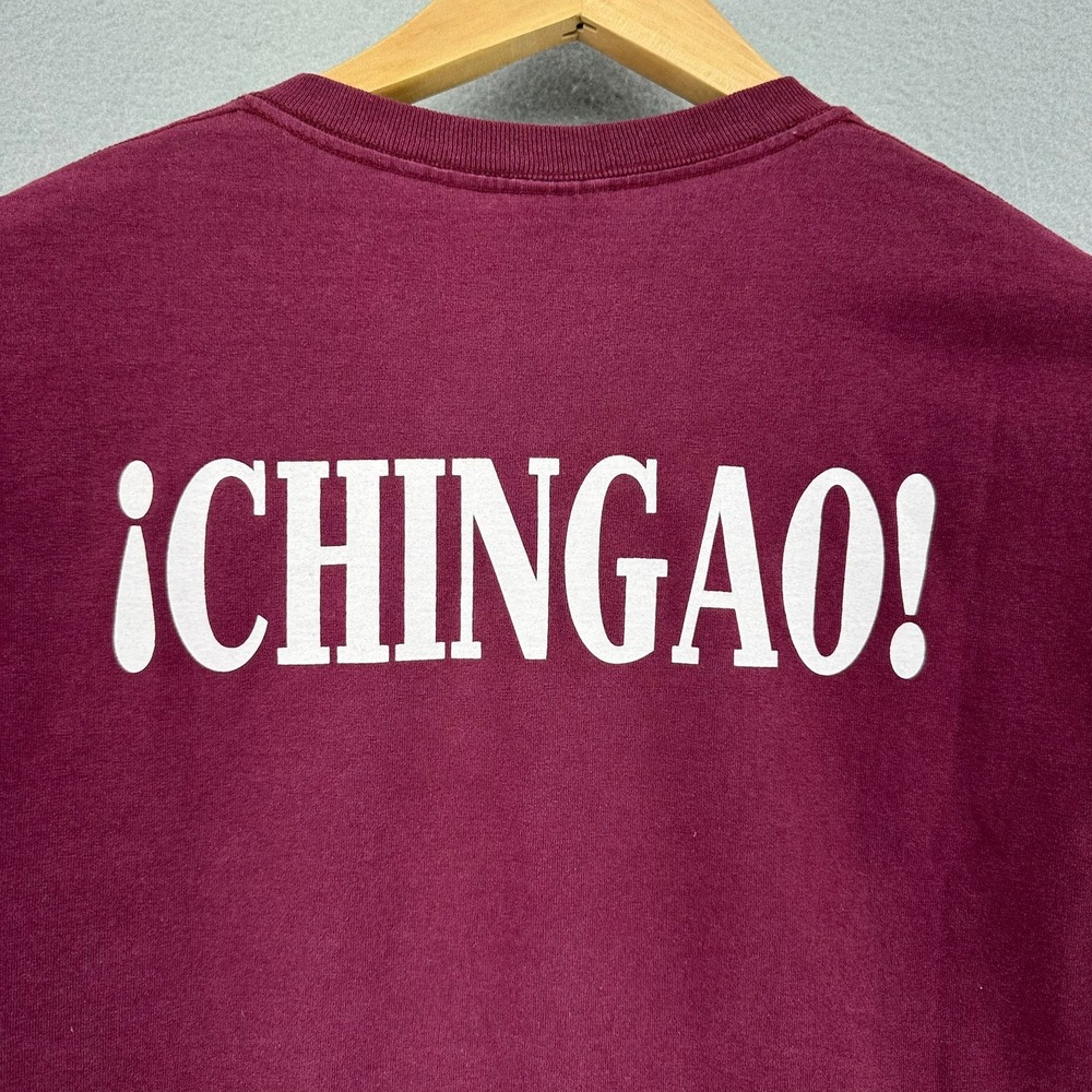 Y2K Jerzees Howdy Chingao Funny Slogan T-Shirt DS Maroon SZ M USA VTG Spanish